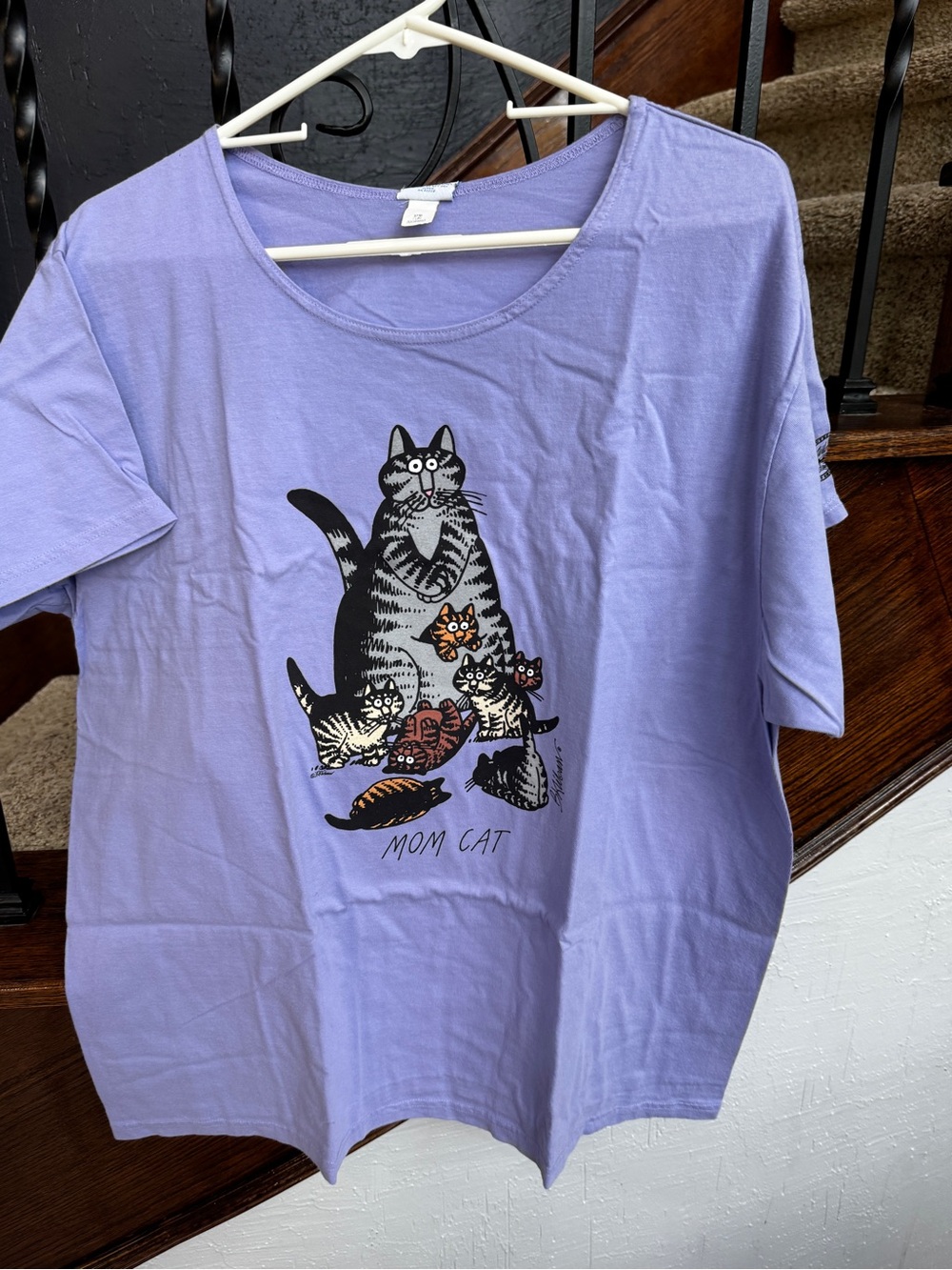 NEW NWT Mom Cat B. kliban Hawaii Crazy Shirts Tee Lavender Mother’s Day - Picture 2 of 9